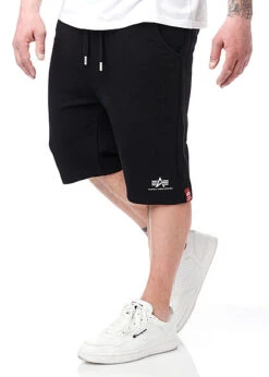 Alpha Industries Herren Basic Shorts Mit Logo Und 3-Pockets Schwarz