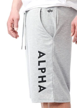 Alpha Industries Herren Jersey Shorts Mit Logo Schriftzug 3-Pockets Heather Grau -Stilreich Geschäft 22030356 3