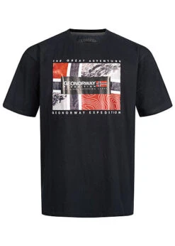 Geographical Norway Herren T-Shirt Mit Logo Print Rundhals Schwarz