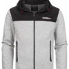 Geographical Norway Herren Zip-Hoodie Mit 2-Pockets Logo Print Schwarz Hell Grau