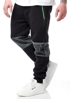 Geographical Norway Herren 2-Tone Jogginghose 2-Pockets Logo Print Hell Grau Schwarz