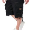 Geographical Norway Herren Kurze Cargohose Inkl. Gürtel 6-Pockets Schwarz
