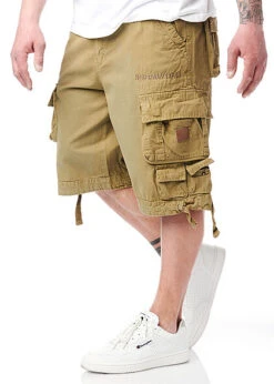 Geographical Norway Herren Kurze Cargohose Inkl. Gürtel 6-Pockets Mastic Grün