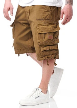 Geographical Norway Herren Kurze Cargohose Inkl. Gürtel 6-Pockets Khaki
