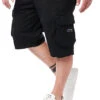 Geographical Norway Herren Bermuda Shorts Cargohose 6-Pockets Inkl. Gürtel Schwarz