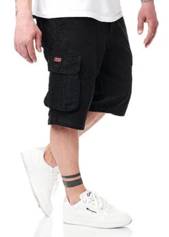 Geographical Norway Herren Bermuda Shorts Cargohose 6-Pockets Inkl. Gürtel Schwarz -Stilreich Geschäft 22030540 2