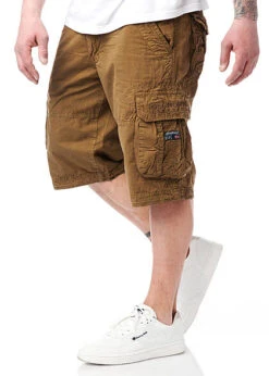 Geographical Norway Herren Bermuda Shorts Cargohose 6-Pockets Inkl. Gürtel Khaki