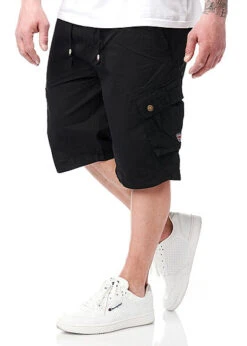 Geographical Norway Herren Bermuda Shorts Cargohose 6-Pockets Tunnelzug Schwarz