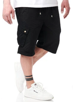 Geographical Norway Herren Bermuda Shorts Cargohose 6-Pockets Tunnelzug Schwarz -Stilreich Geschäft 22030544 2
