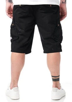 Geographical Norway Herren Bermuda Shorts Cargohose 6-Pockets Tunnelzug Schwarz -Stilreich Geschäft 22030544 3