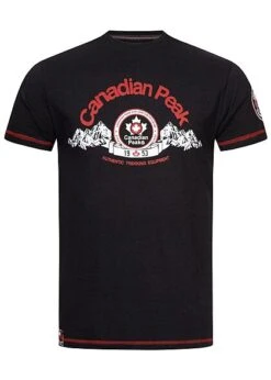 Canadian Peak Herren T-Shirt Mit Rundhals Logo Print Schwarz