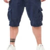 Indicode Herren Kurze Cargo Jeans Hose Mit Gürtel Und 7-Pockets Navy Blau
