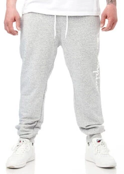 Champion Herren Joggingshose Mit 2-Pockets Und Logo Print Grau Weiss
