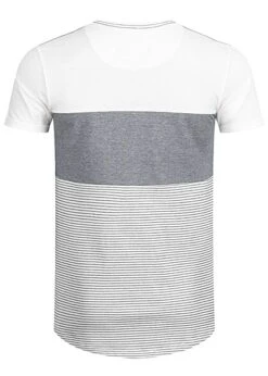Indicode Herren 2-Tone T-Shirt Mit Streifen Muster & Einer Brusttasche Off Weiss Navy -Stilreich Geschäft 22040687 2
