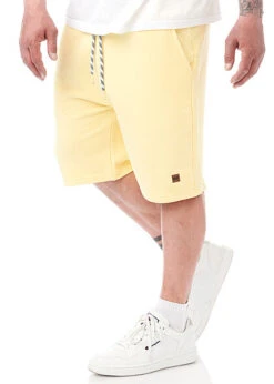 Indicode Herren Sweat Shorts 3-Pockets Slim Fit Tunnelzug Pale Banana Gelb