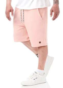 Indicode Herren Sweat Shorts 3-Pockets Slim Fit Tunnelzug Coral Cloud Hell Orange