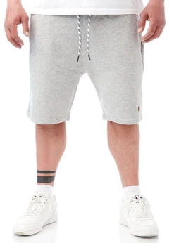 Indicode Herren Sweat Shorts 3-Pockets Slim Fit Tunnelzug Hell Grau Melange