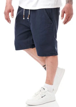 Indicode Herren Bermuda Shorts 5-Pockets Mit Kontrast Tunnelzug Navy Blau