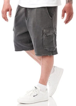 ONLY & SONS Herren Cargo Sweat Shorts 4-Pockets Tunnelzug Schwarz D. Grau