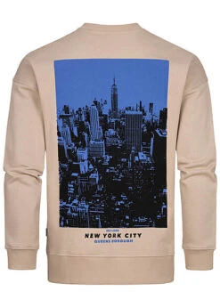 Stilreich Geschäft 21 Only & Sons Herren Sweater Pullover Mit QUEENS Backprint Silver Lining Beige