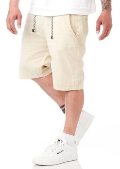 Indicode Herren Bermuda Leinen Baumwoll Shorts 4-Pockets