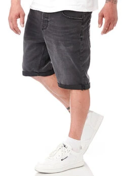 Only & Sons Herren Jeans Shorts Mit 5-Pockets Und Beinumschlag Washed Schwarz