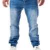 Seventyseven Lifestyle Herren Jeans Hose Mit 5-Pockets Washed Look Blau