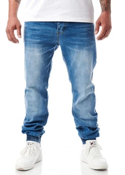 Seventyseven Lifestyle Herren Jeans Hose Mit 5-Pockets Washed Look Blau