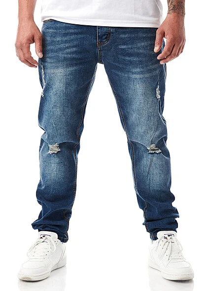 Seventyseven Lifestyle Herren Jeans Hose Mit 5-Pockets Destroyed Look Dunkel Blau 1 Seventyseven Lifestyle Herren Jeans Hose Mit 5-Pockets Destroyed Look Dunkel Blau