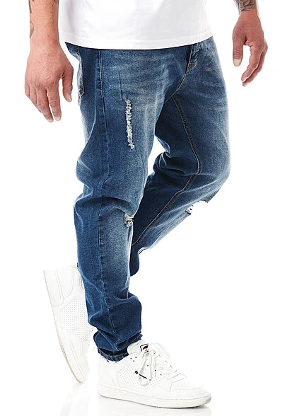 Seventyseven Lifestyle Herren Jeans Hose Mit 5-Pockets Destroyed Look Dunkel Blau 3 Seventyseven Lifestyle Herren Jeans Hose Mit 5-Pockets Destroyed Look Dunkel Blau – Bild 3