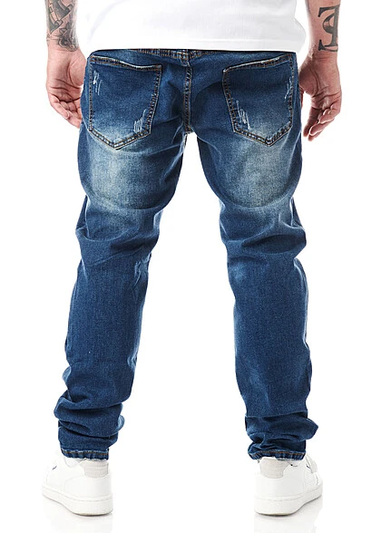 Seventyseven Lifestyle Herren Jeans Hose Mit 5-Pockets Destroyed Look Dunkel Blau 4 Seventyseven Lifestyle Herren Jeans Hose Mit 5-Pockets Destroyed Look Dunkel Blau – Bild 4