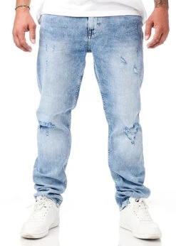 ONLY & SONS Herren Jeans Hose Destroyed Look Und Washed Look 5-Pockets Blau Denim