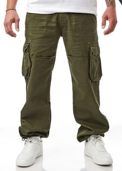 Alpha Industries Herren Jet Pant Cargo Hose Used Optik Straight Fit Dunkel Oliv Grün