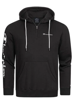 Stilreich Geschäft 25 Champion Herren Half-Zip Hoodie Mit Kapuze Und Kängurutasche Schwarz
