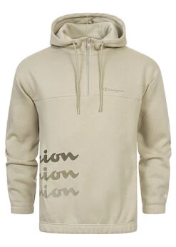 Champion Herren Half-Zip Hoodie Mit Logo Print Khaki