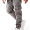 Seventyseven Lifestyle Herren Cargo Jeans Hose 6-Pockets Tunnelzug Grau Denim