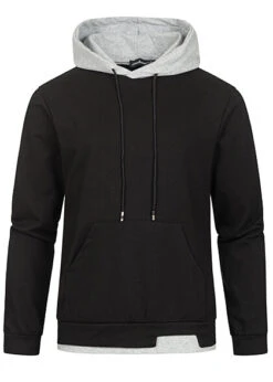 Seventyseven Lifestyle Herren 2in1 Hoodie Mit Tunnelzug Schwarz Grau