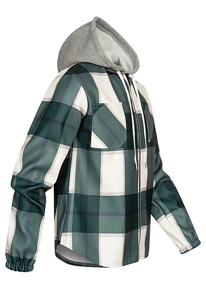 Seventyseven Lifestyle Herren 2-Tone Zip-Hoodie Mit Karo-Muster D. Grün Weiss 2 Seventyseven Lifestyle Herren 2-Tone Zip-Hoodie Mit Karo-Muster D. Grün Weiss – Bild 2