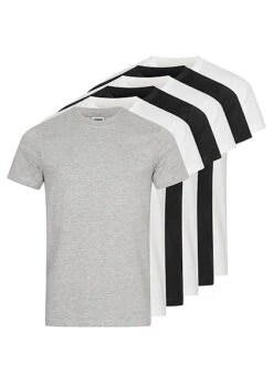 Urban Classics Herren 6er Pack Basic T-Shirt Weiss Schwarz Und Grau