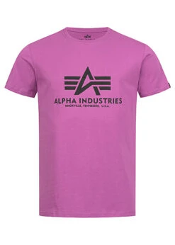 Alpha Industries Herren Basic T-Shirt Mit Logo Print Dark Magenta Lila