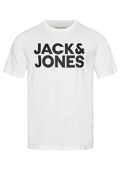 Jack & Jones Jack And Jones Herren NOOS T-Shirt Mit Logo Print Weiss Schwarz 1 Jack & Jones Jack And Jones Herren NOOS T-Shirt Mit Logo Print Weiss Schwarz
