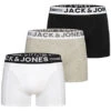 Jack & Jones Jack And Jones Herren NOOS 3-Pack Boxershorts Mit Logo Print Hell Grau Schwarz Weiss
