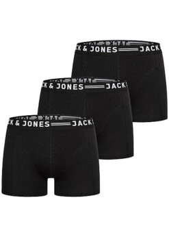Jack & Jones Jack And Jones Herren NOOS 3-Pack Boxershorts Mit Logo Print Schwarz Weiss
