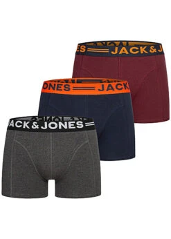 Jack & Jones Jack And Jones Herren NOOS 3-Pack Boxershorts Mit Logo Print Burgundy Mehrfarbig