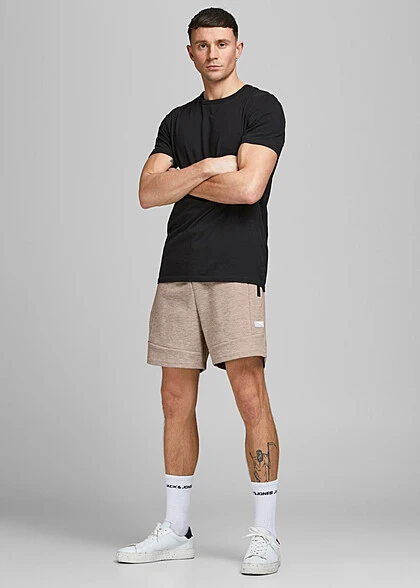 Jack & Jones Jack And Jones Herren Sweat Shorts Mit Zip-Tasche Und Tunnelzug Oxford Tan Beige 3 Jack & Jones Jack And Jones Herren Sweat Shorts Mit Zip-Tasche Und Tunnelzug Oxford Tan Beige – Bild 3