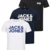 Jack & Jones Jack And Jones Herren NOOS 3-Pack T-Shirt Mit Logo Print 1x Schwarz 1x Navy 1x Weiss