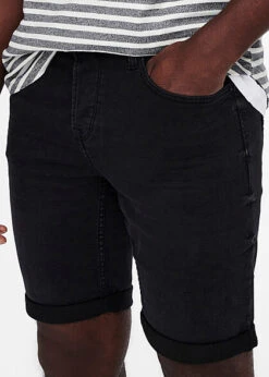 ONLY & SONS Herren NOOS Jeans Shorts Mit 5-Pockets Schwarz Denim -Stilreich Geschäft 23030231 3