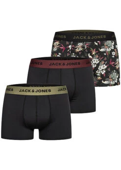 Jack & Jones Jack And Jones Herren 3-Pack Komfort Boxershorts Schwarz Und Mit Blumenprint
