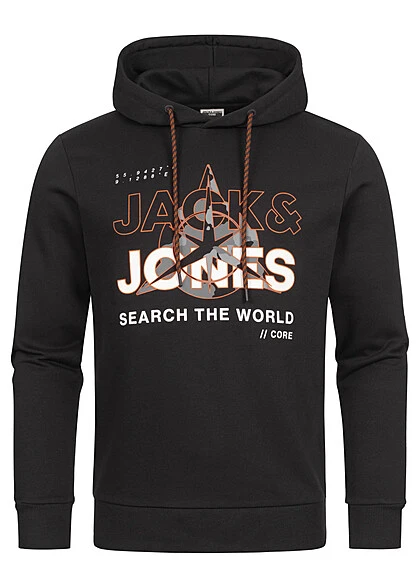 Jack & Jones Jack And Jones Herren Hoodie Kapuzenpullover Mit Logo Print Schwarz 1 Jack & Jones Jack And Jones Herren Hoodie Kapuzenpullover Mit Logo Print Schwarz