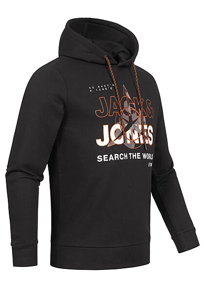 Jack & Jones Jack And Jones Herren Hoodie Kapuzenpullover Mit Logo Print Schwarz 2 Jack & Jones Jack And Jones Herren Hoodie Kapuzenpullover Mit Logo Print Schwarz – Bild 2